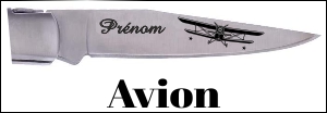 Couteau gravé - dessin Avion